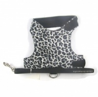 Grey Leopard Cat Harness with Diamante Lead